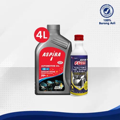 Bundling Oli Mobil 10W-30 Aspira Oil 4L dan Injector Cleaner