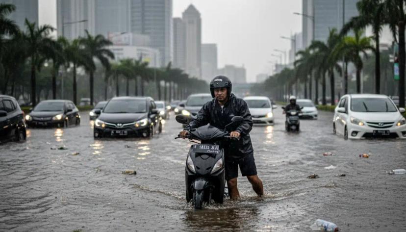 motor mogok saat melewati banjir