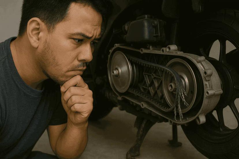 ciri-ciri vbelt motor matic rusak