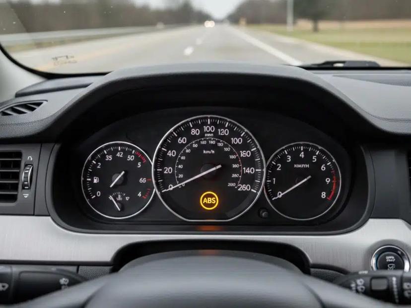 gambar dashboard mobil dengan ABS di speedometer