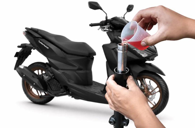 takaran oli shock depan vario 125