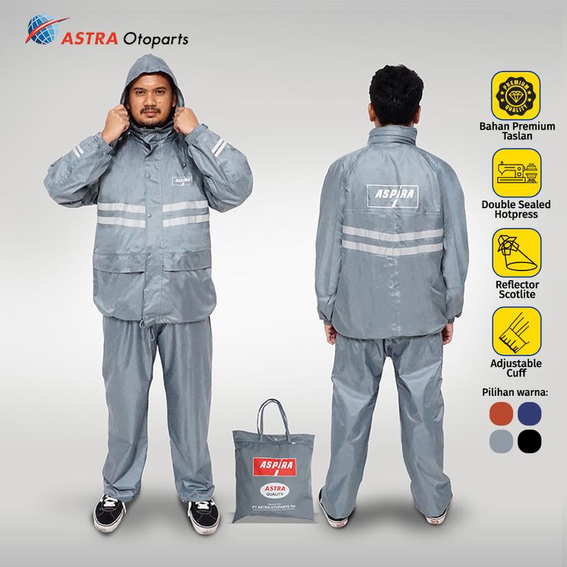 JAS HUJAN BAHAN TASLAN GRAY - L